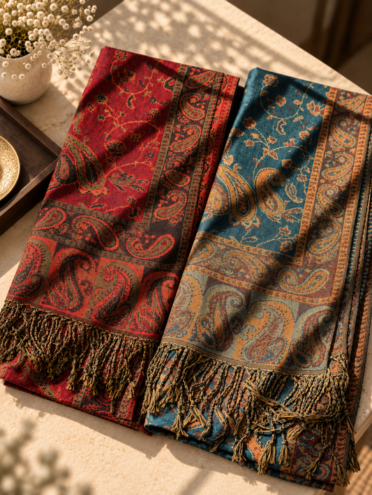 Pashmina Combo (Red & Teal)